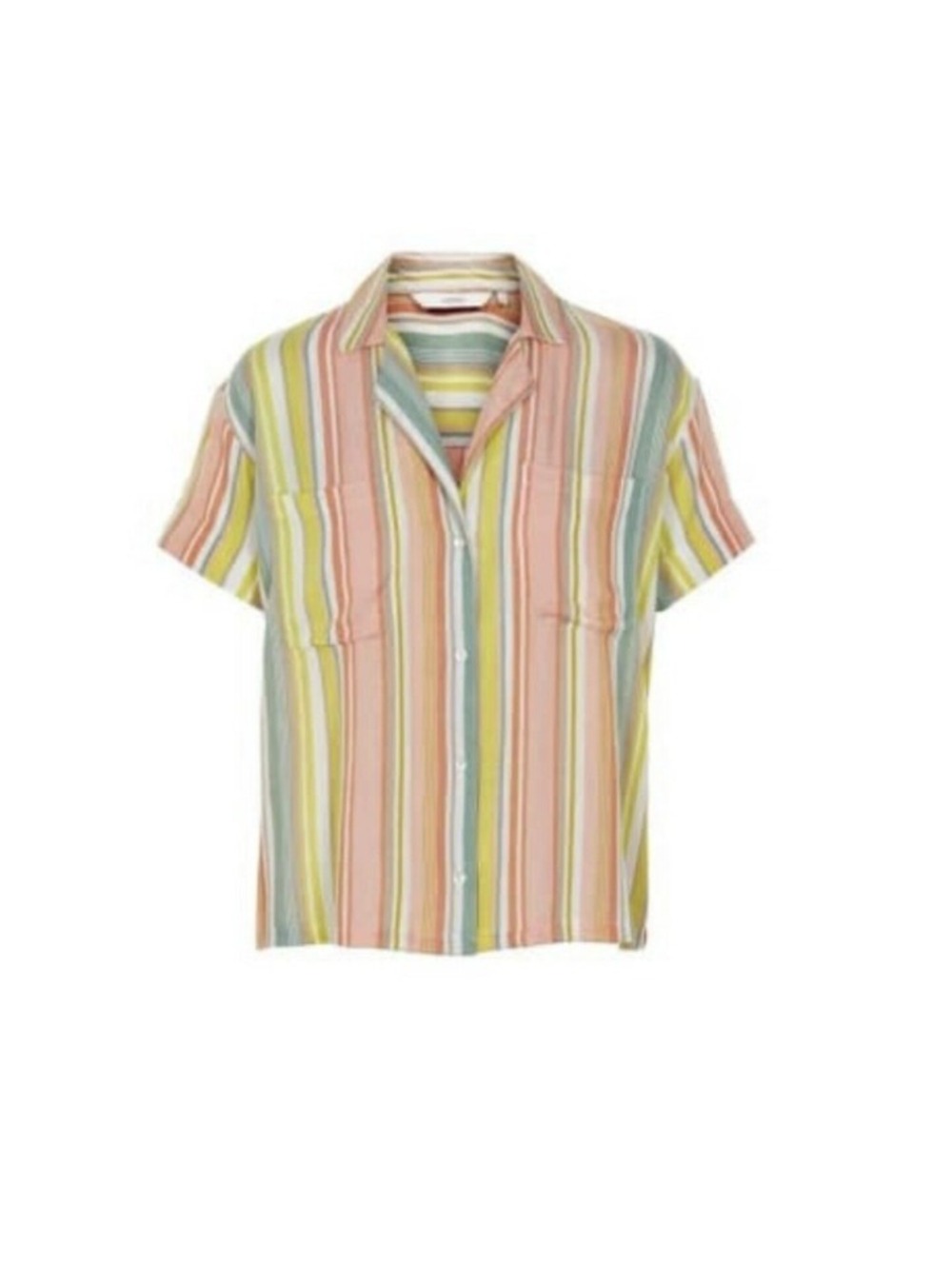 Nümph Kiklia Shirt Size 38 Peach Multi-Color Striped Short Sleeve